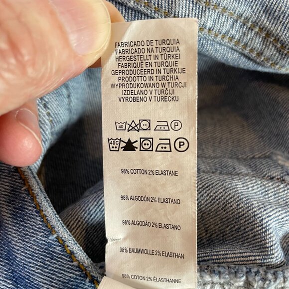 Denim Co Est 1969 Midi Jean Skirt Size 8 Light Wash Distressed Hem Front Slit - Picture 10 of 10